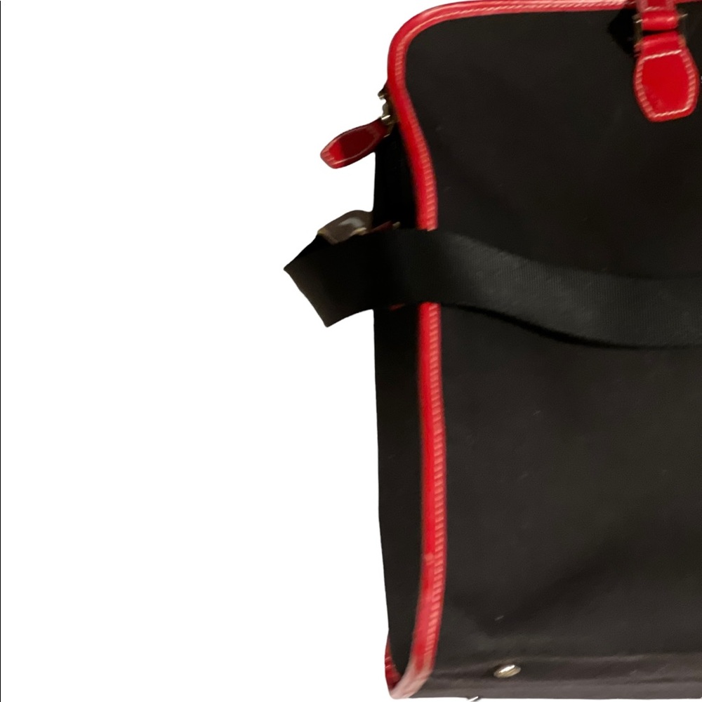 Kate Spade Carryon Duffle Lisbon Vintage Red Leather Trim Red Quilted Inside - Picture 9 of 9